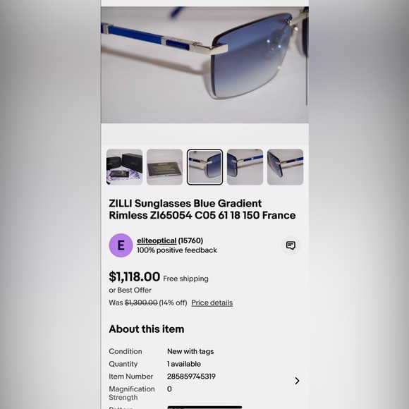 👑Zilli ZL65054 C05, Polarized N930‼️Size 61–18-150‼️On sides Saphire’s France 🇫🇷 - Picture 11 of 16